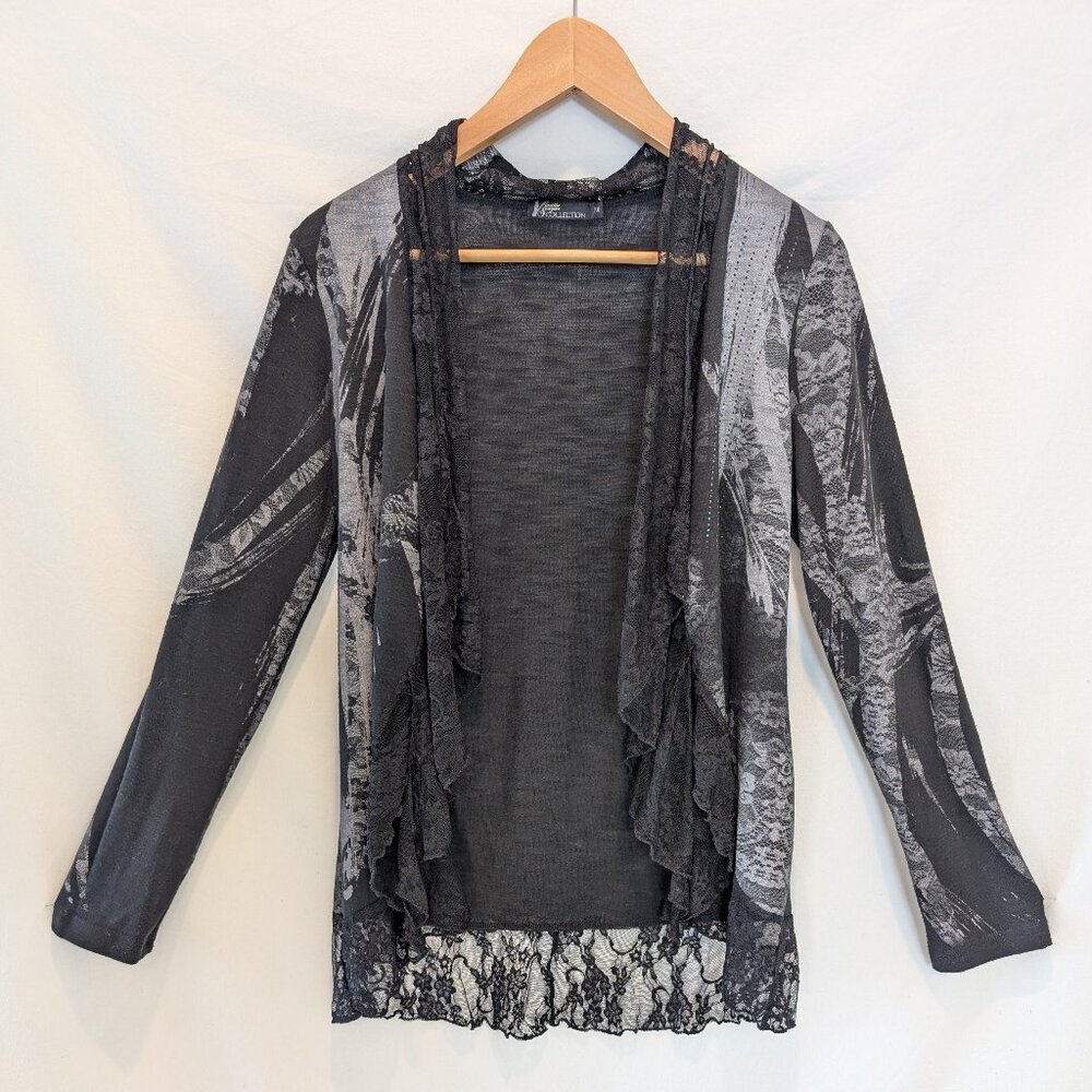 Vanilla Sugar Lace Pattern & Trim Open Cardigan